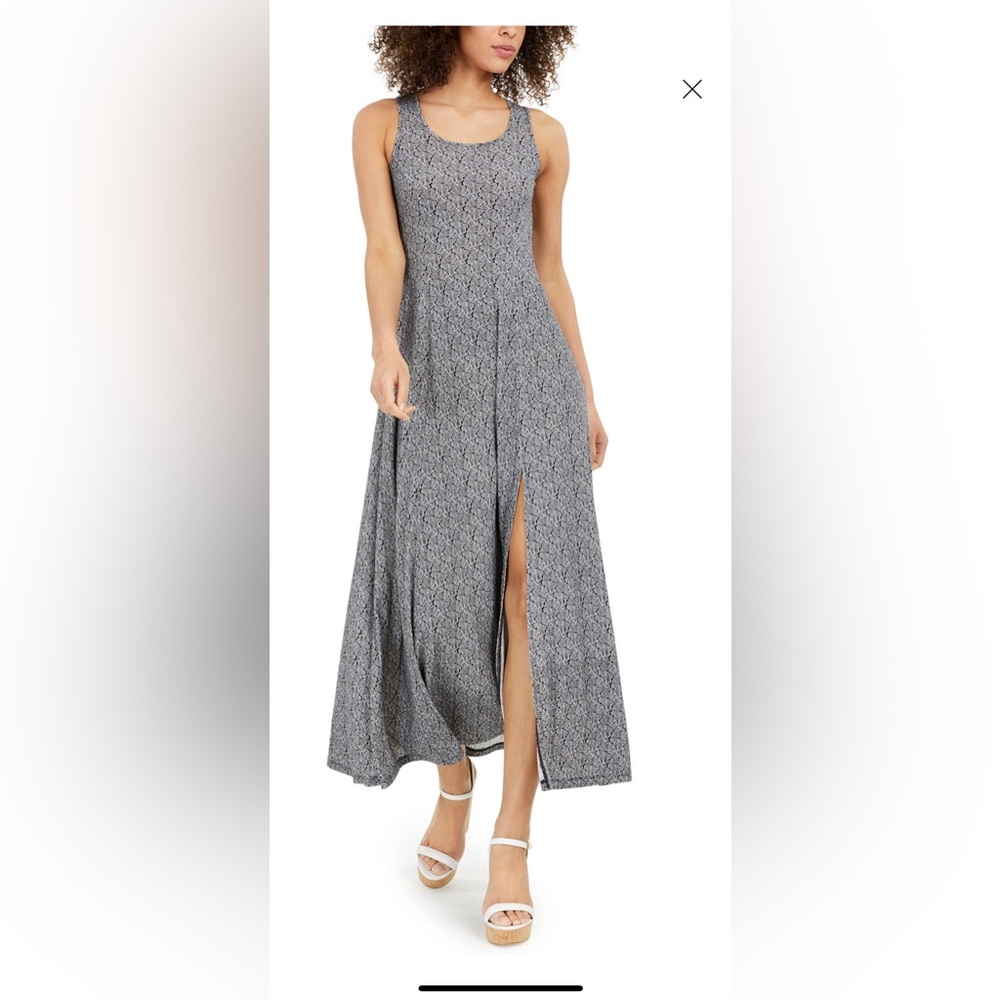 Michael Kors Black and White Paisley Maxi Tank Dress